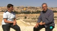 Marcos Vidal y José Pablo Sánchez con la ciudad de Jerusalén de fondo
